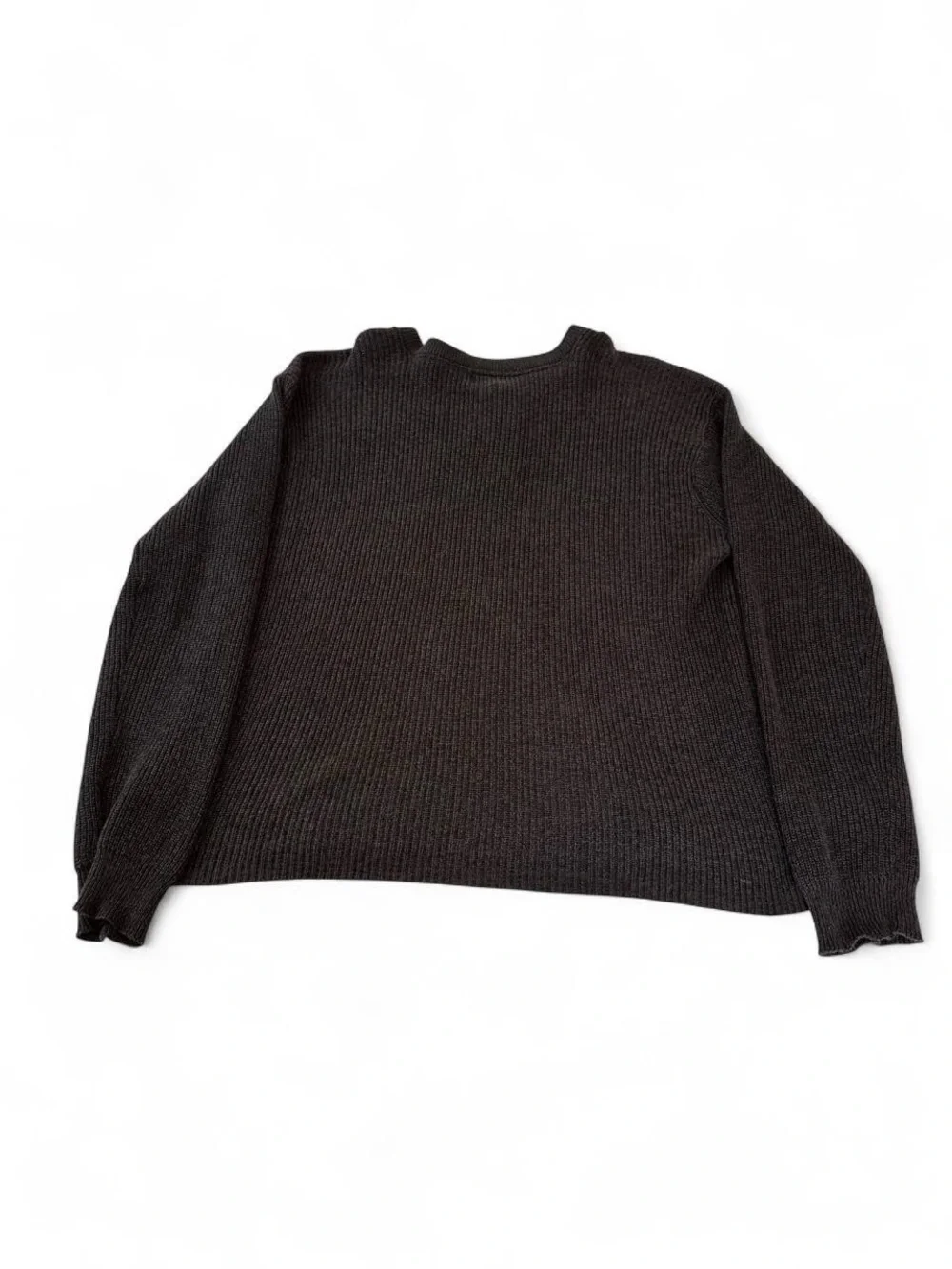 Haggar Men's Black Waffle Knit Crewneck Henley Sweater